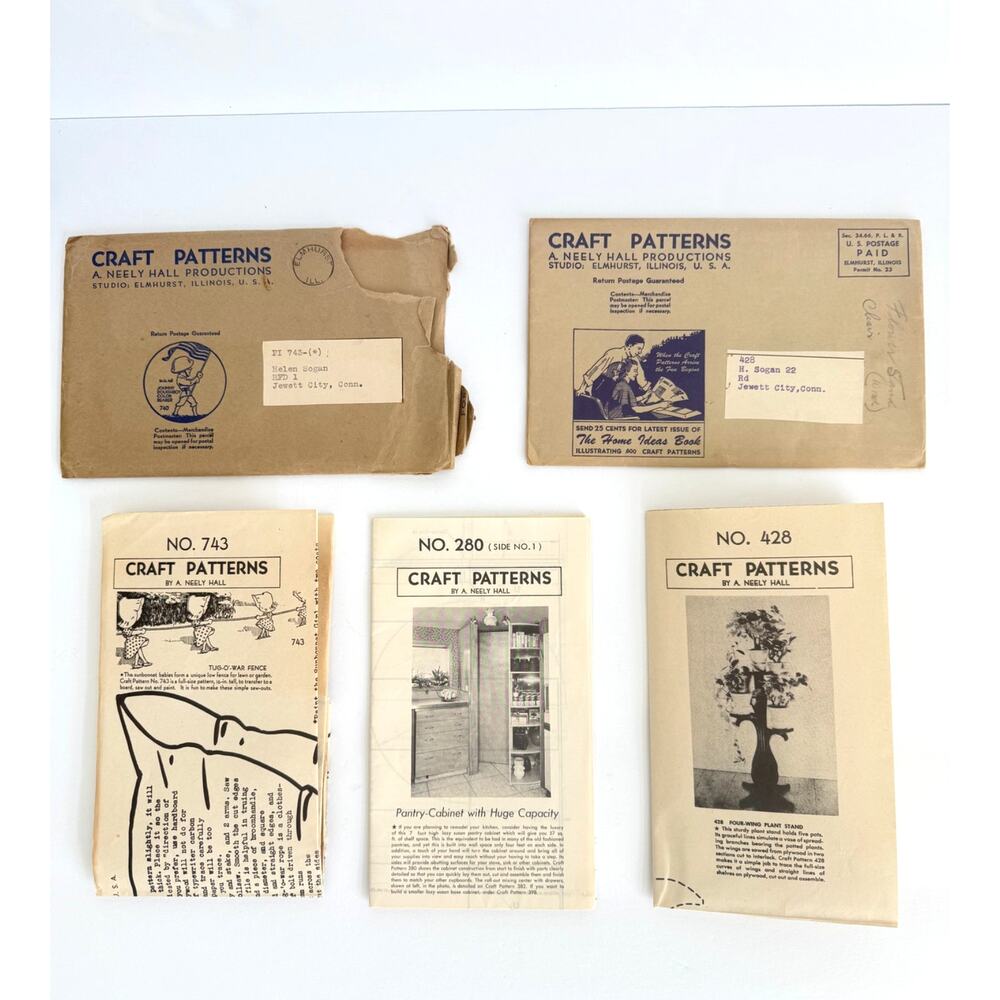 Vintage A. Neely Hall DIY Woodworking Patterns Uncut 1940's Lot of 3